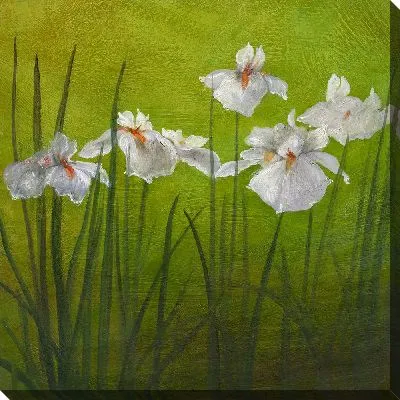 Картина маслом Цветы на зеленом фоне