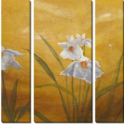 Модульная картина Цветы на желтом фоне