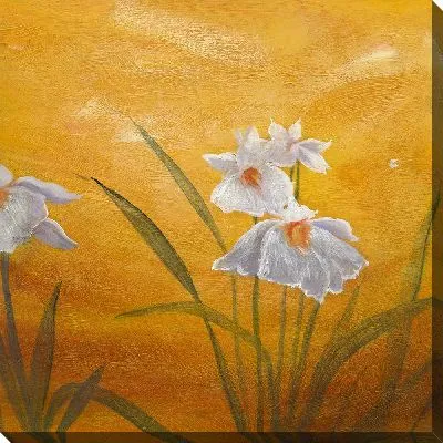 Картина маслом Цветы на желтом фоне