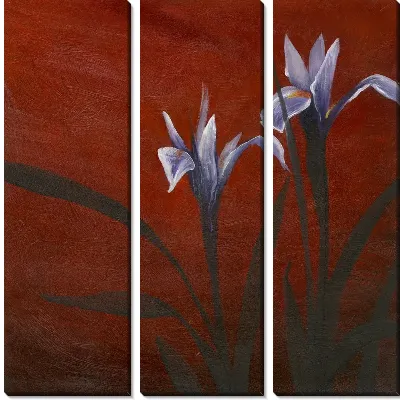 Модульная картина Цветы на красном фоне