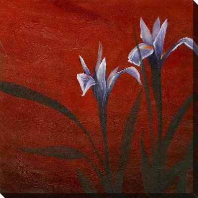 Картина маслом Цветы на красном фоне
