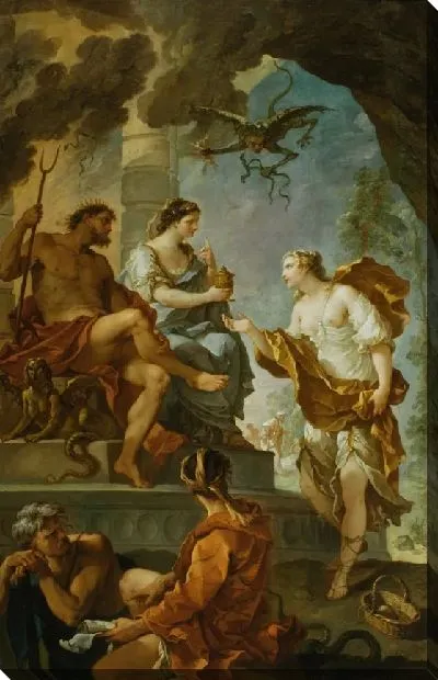 Картина Психея получает Эликсир красоты от Прозерпины