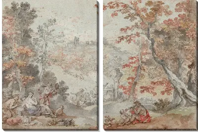 Картина Итальянский Осенний пейзаж с Монте-Порцио и подношением пану, 1763 год