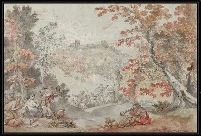 Итальянский Осенний пейзаж с Монте-Порцио и подношением пану, 1763 год