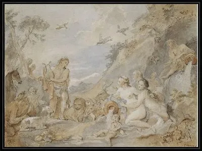 Картина Орфей очаровывает нимф, дриад и животных