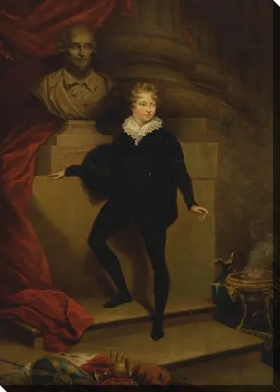 Картина Мастер Бетти в роли Гамлета перед бюстом Шекспира