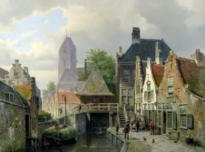 Городской пейзаж с мостом (Urban landscape with a bridge)