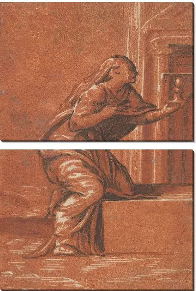 Картина Женское воплощение Веры, стоящее на коленях и поднимающее чашу в левой руке после Пармиджанино