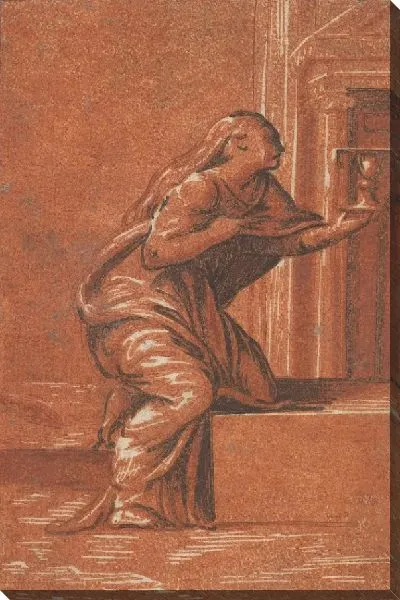 Картина Женское воплощение Веры, стоящее на коленях и поднимающее чашу в левой руке после Пармиджанино