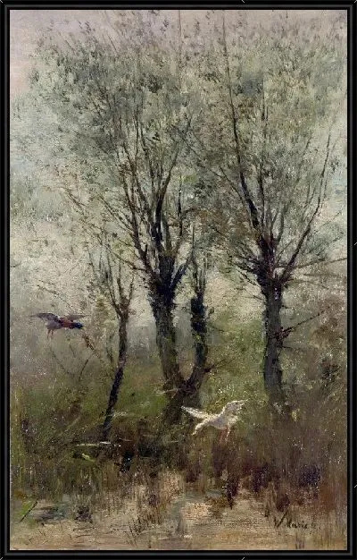 Картина Утки над прудом  (Ducks alighting on a Pool)