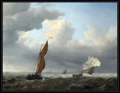 Картина Голландские суда в сильный ветер ( A Dutch Ship and Other Small Vessels in a Strong Breeze)