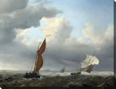 Картина Голландские суда в сильный ветер ( A Dutch Ship and Other Small Vessels in a Strong Breeze)