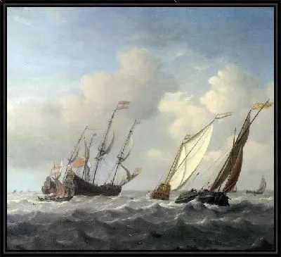 Картина Голландский корабль, яхта и малые суда (A Dutch Ship, a Yacht and Smaller Vessels in a Breeze)