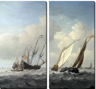 Голландский корабль, яхта и малые суда (A Dutch Ship, a Yacht and Smaller Vessels in a Breeze)