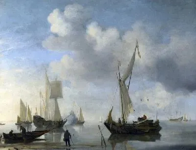 Картина Голландские суда у побережья (Dutch Vessels lying Inshore in a Calm, one Saluting)