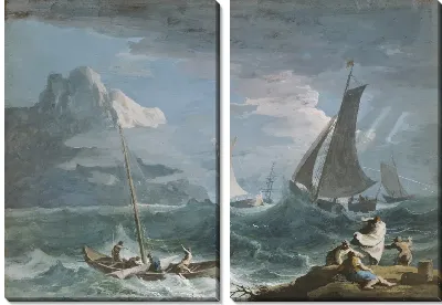 Рыбацкие лодки в шторм