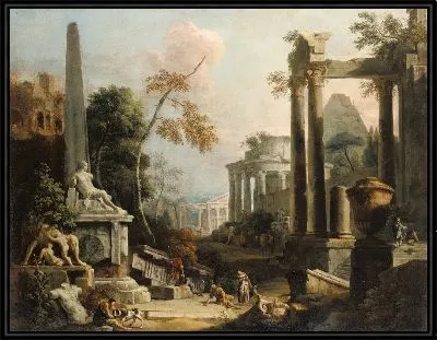 Пейзаж с классическими руинами и фигурами