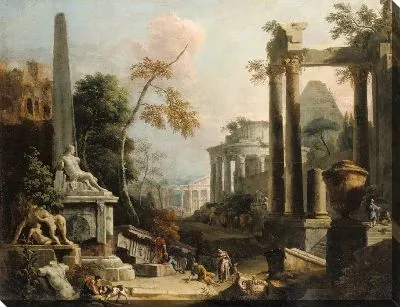 Пейзаж с классическими руинами и фигурами