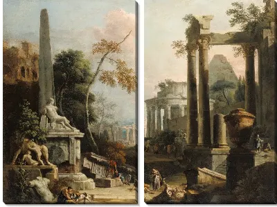 Пейзаж с классическими руинами и фигурами