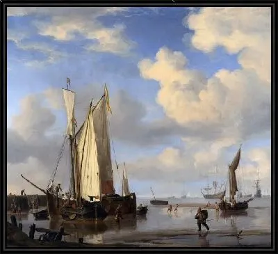 Картина Голландские суда у побережья у купающиеся люди (Dutch Vessels Inshore and Men Bathing)