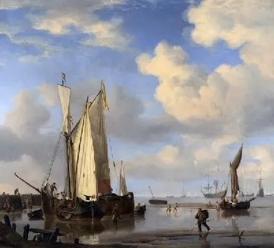 Картина Голландские суда у побережья у купающиеся люди (Dutch Vessels Inshore and Men Bathing)