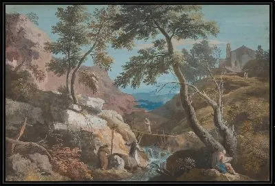 Горный пейзаж с отшельниками