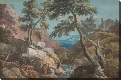 Горный пейзаж с отшельниками