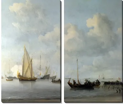 Картина Лодки и яхта (Boats pulling out to a Yacht in a Calm)