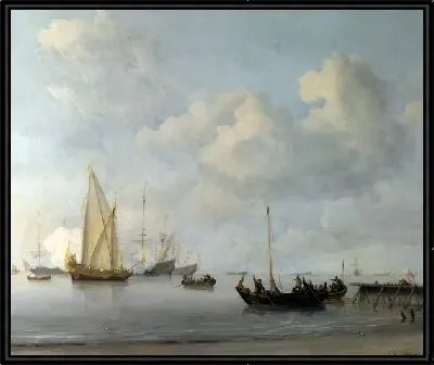 Картина Лодки и яхта (Boats pulling out to a Yacht in a Calm)