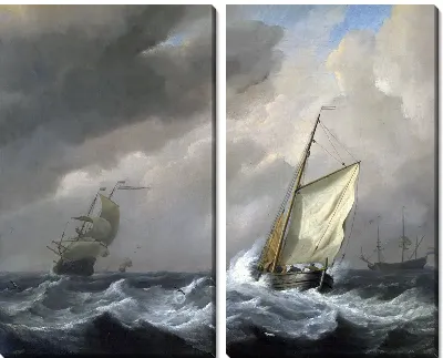 Картина Малые голландские суда в сильный ветер (A Small Dutch Vessel close-hauled in a Strong Breeze)