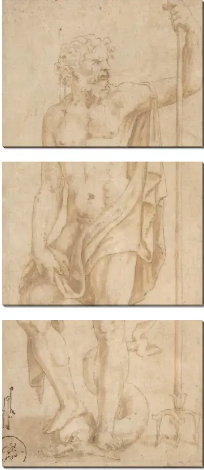 Картина Нептун, держащий трезубец и стоящий на дельфине