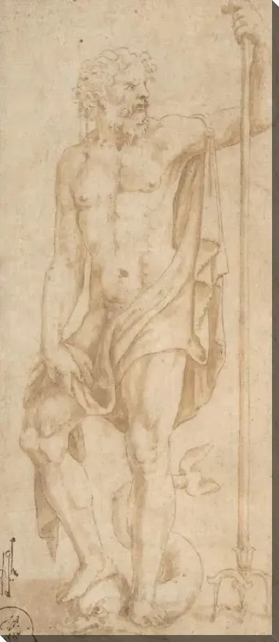 Картина Нептун, держащий трезубец и стоящий на дельфине