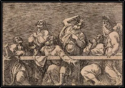 Картина Апостолы, смотрящие на Христа и Богородицу во славу ангелов (нижняя правая табличка)