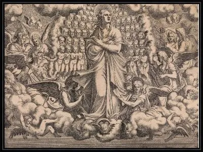 Картина Апостолы смотрят на Христа и Богородицу во славу ангелов (верхняя левая пластина)