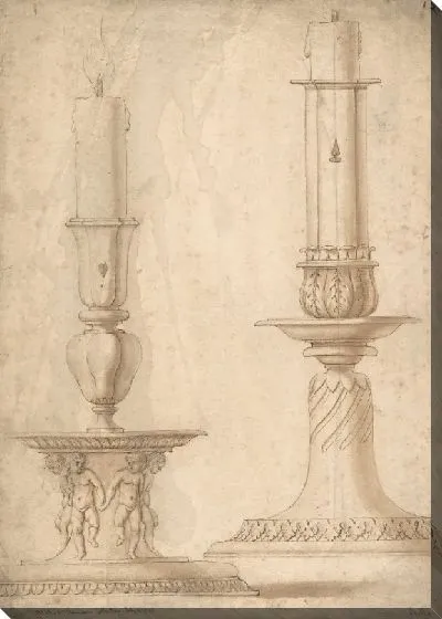 Картина Дизайн для двух подсвечников с украшенными основами