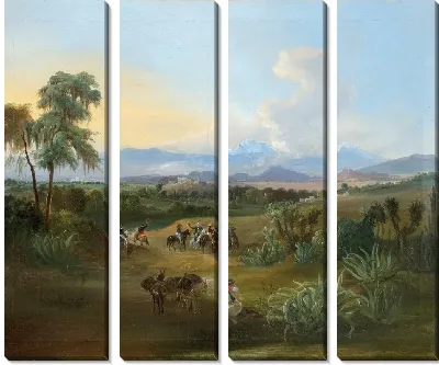 Картина Вид на долину Мексики с дроверами и всадниками на переднем плане
