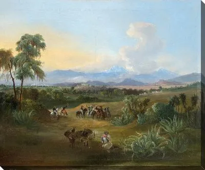 Картина Вид на долину Мексики с дроверами и всадниками на переднем плане
