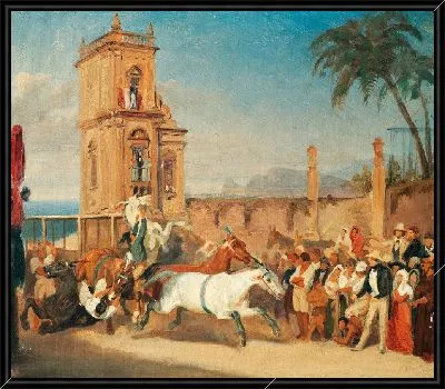 Дикие лошади, в начале гонки на итальянской площади