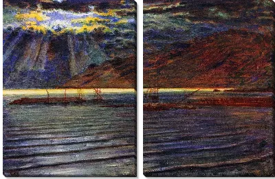 Картина Рыбацкие лодки в лунном свете (Fishing boats by Moonlight)