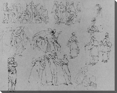 Картина Эскизы фризов и групп фигур в три яруса, некоторые античные, некоторые жанровые 16-го и 17-го веков (из этюдника)