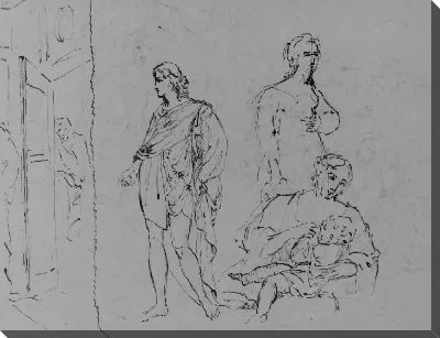 Картина Композиционный Этюд: стоящий задрапированный мужчина, женская фигура (из этюдника)