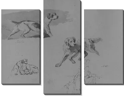 Картина Пять собак; две фигуры (из альбома для рисования)