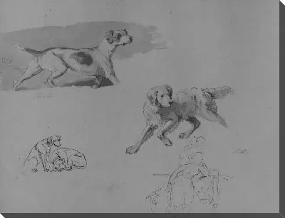 Картина Пять собак; две фигуры (из альбома для рисования)