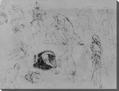 Картина Рисунок этюды по гравюрам Рембрандта (из этюдника)