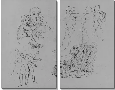 Картина Пять рисунков этюдов (из альбома для рисования)