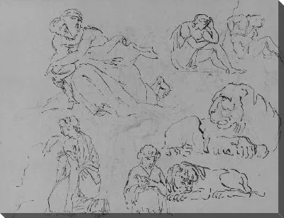 Картина Пять фигурных этюдов; два этюда Львов (из альбома для рисования)