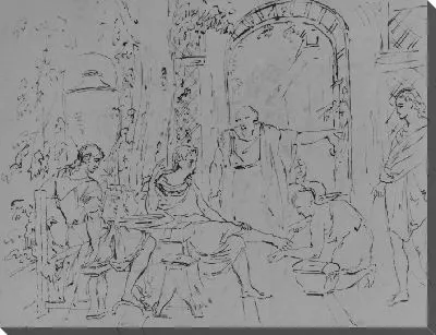 Картина Композиционный этюд с человеком, моющим ноги (из альбома для рисования)