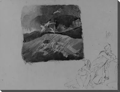 Картина Утопленник в море; две фигуры в турецком костюме (из этюдника)