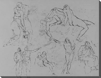 Картина Исследования шести фигур (из альбома для рисования)