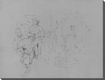 Картина Верхом на лошади; Женщина в пейзаже (альбом для рисования)